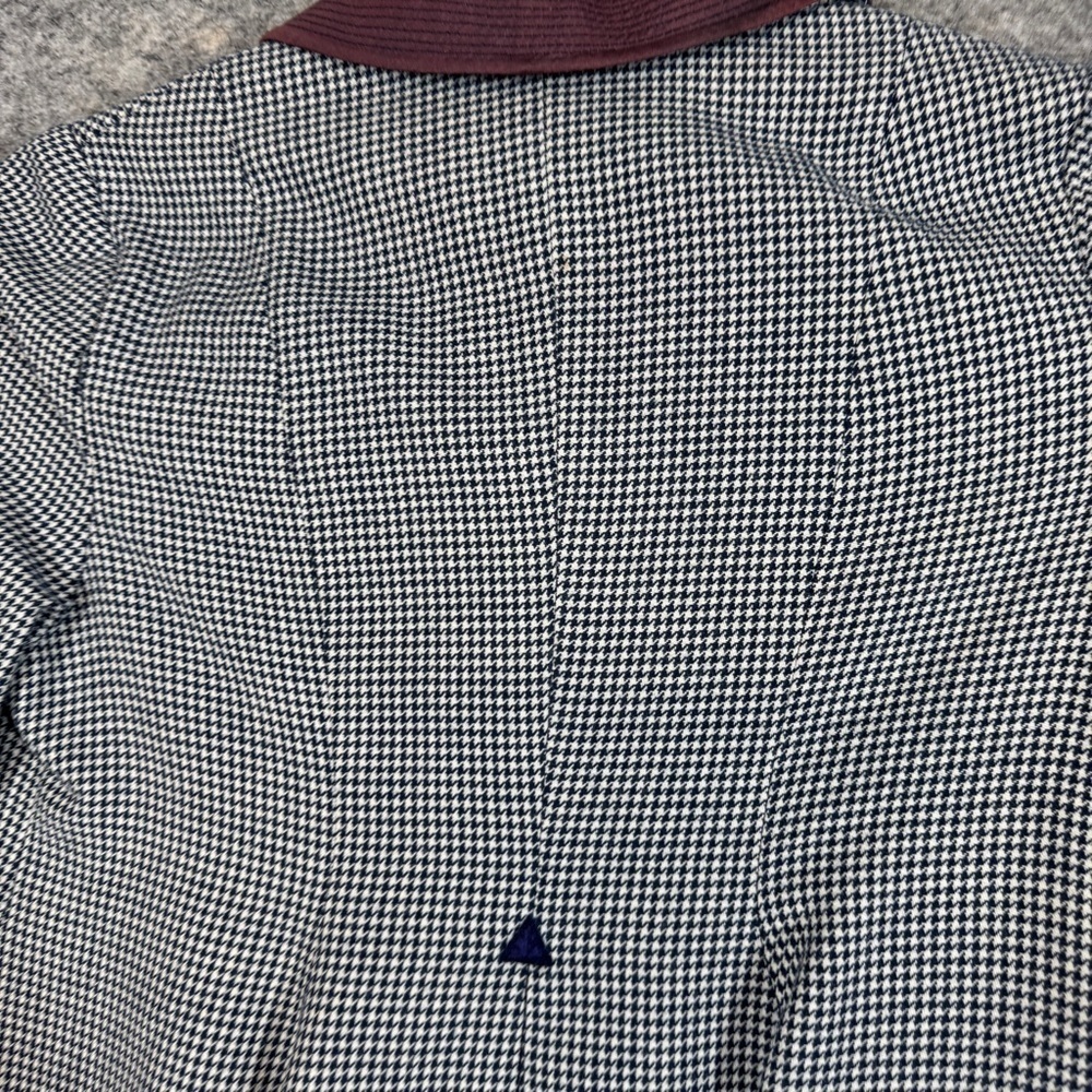 Kids Vintage Holt Renfrew Houndstooth Burgundy Collar Academia Coat 6 - Picture 15 of 16